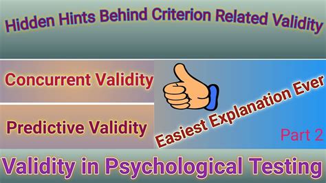 Criterion Related Validity Concurrent And Predictive Validity Youtube