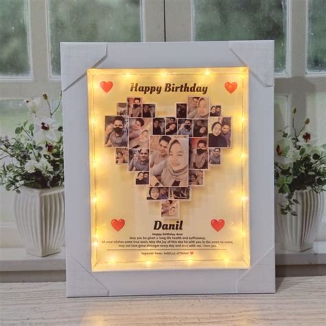 Jual 30x25cm Lampu Hias LED Love Mozaik Scrap Box Bingkai Frame Foto