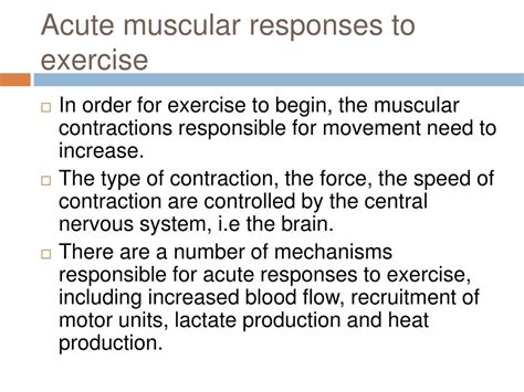 PPT Chapter 4 Acute Responses To Exercise PowerPoint Presentation