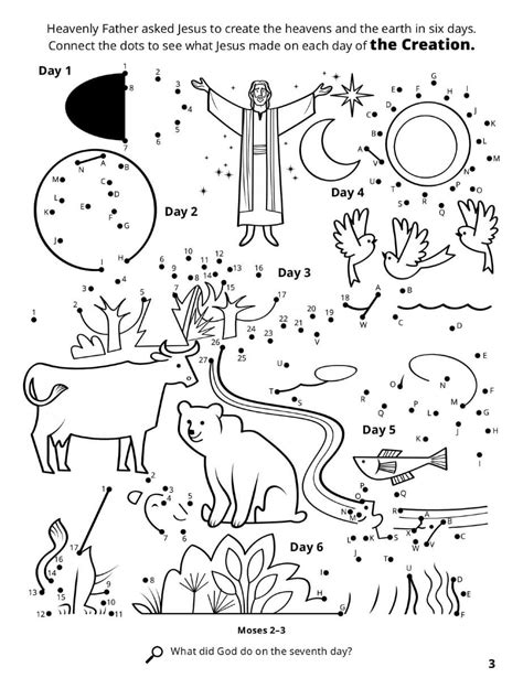 Creation Connect The Dots Worksheet Printable Coloring Pages