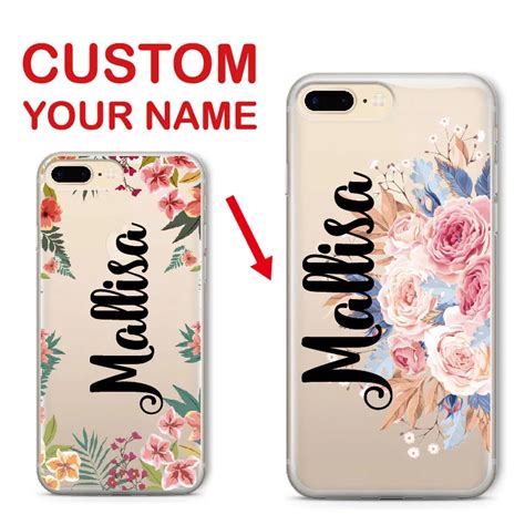 Floral Vintage Personalized Custom Name Text Soft Clear Phone Case For Iphone 6 6s Xs Max 7