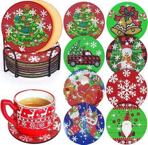 Baborui Pcs Christmas Diamond Art Coasters Christmas Diamond Art Kits