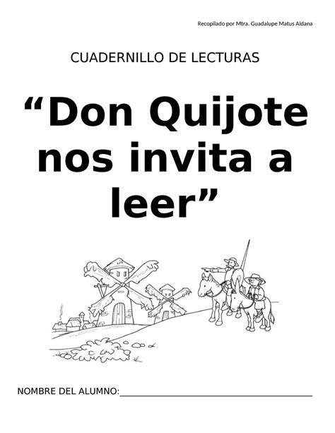 Lecturas Para El Quijote Cuadernillo De Lecturas Don Quijote Nos