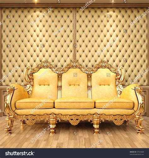 Golden Sofa In The Luxurious Interior Stock Photo 97933688 Shutterstock