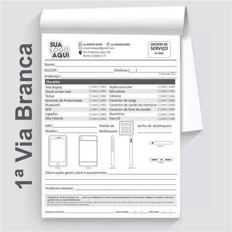 Ordem de Serviço Assistência Técnica 20x15cm Bloco 2 Vias Elo7