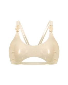 SHINY NUDE Without Push Up Bikini Top With U Cut Out Under Bust L