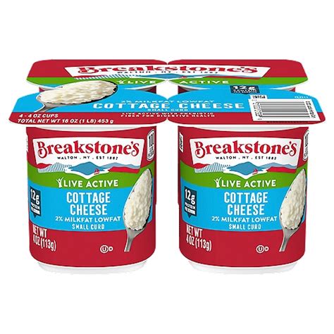 Breakstone S Live Active Lowfat Small Curd Cottage Cheese With 2 Milkfat 4 Oz 4 Count