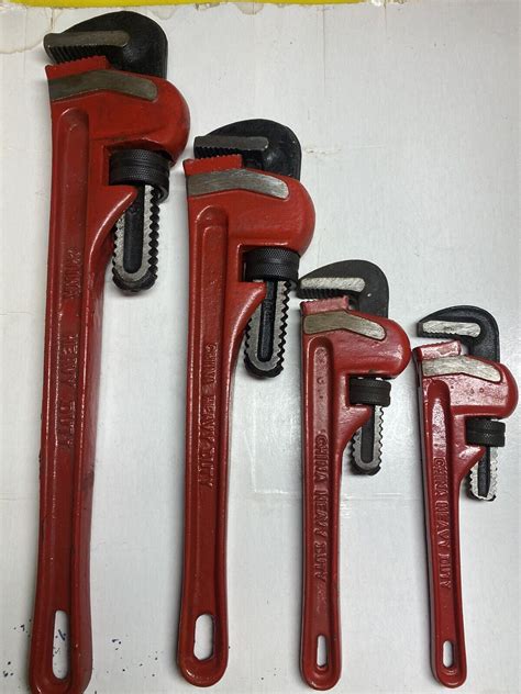 Pc Heavy Duty Pipe Wrench Set Monkey Heat Treated Adjustable