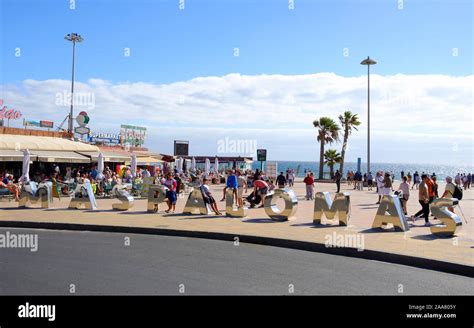 Maspalomas Spain January 23 2019 A View Of The Promenade Of Playa