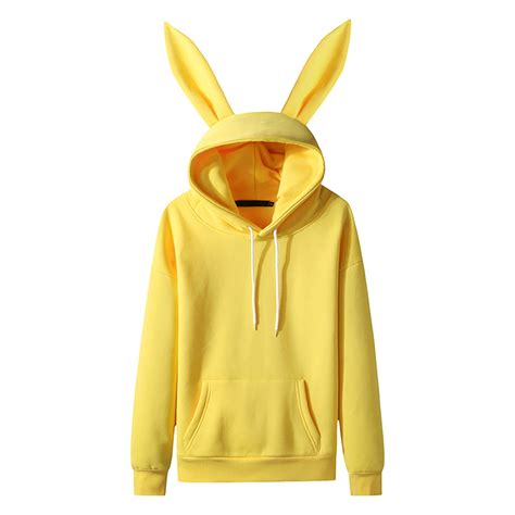 Cute Bunny Hoodie With Ears Rabbit Hooded Sweatshirts Long Sleeve