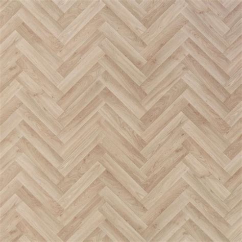 Herringbone Parquet Light Oak Sheet Vinyl Flooring Cushioned For A