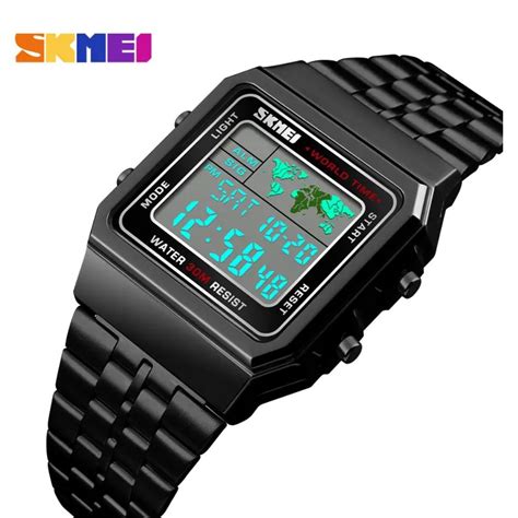 Ripley Reloj Skmei Digital Mapa Negro