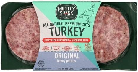 Mighty Spark Original Turkey Patties - 9 oz, Nutrition Information | Innit