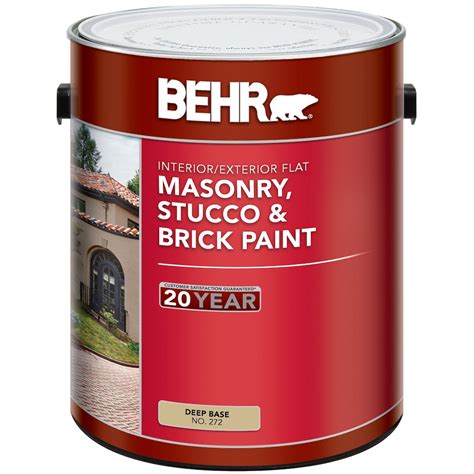 BEHR Masonry, Stucco & Brick Paint Flat, Deep Base, No. 272, 3.43 L ...