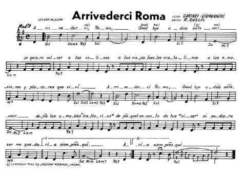 Claudio Villa Arrivederci Roma Sheet Music Easy Sheet Music