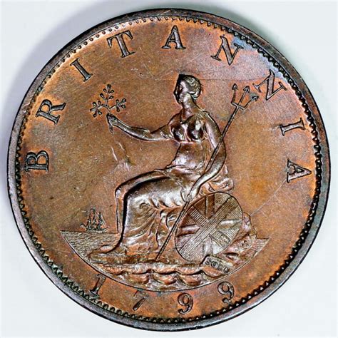 1799 GEORGE III HALF PENNY NEAR UNC HP25