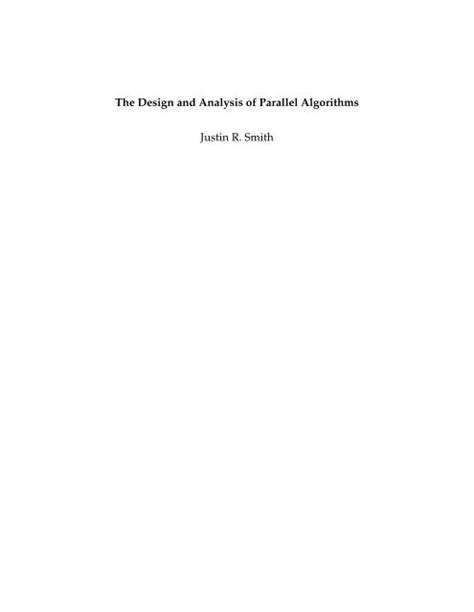 The Design And Analysis Of Parallel Algorithms Justin R Smith