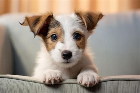 Um Cachorrinho Nariz Preto E Uma Mancha Branca No Focinho Foto