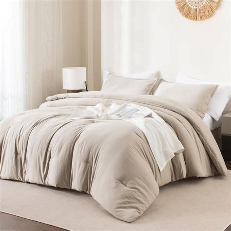 Andency Queen Comforter Set 7 Pieces Bed In A Bag Queen Size Bedding Comforter Sets Oatmeal