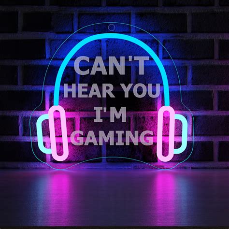 YuanDian Gamer Neon Sign Night Light, Can't Hear You I'm Gaming LED