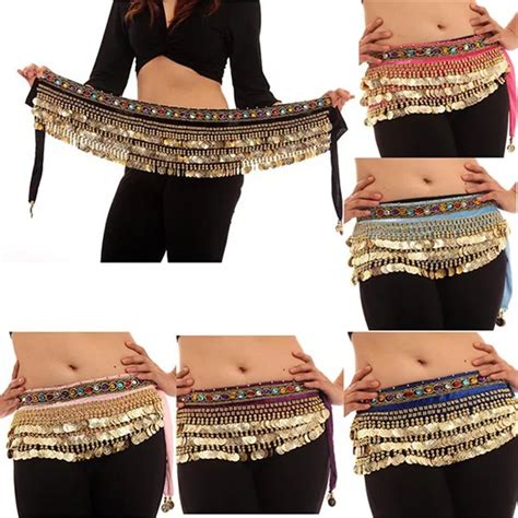 Women Belly Dance Wrap Bellydance Coin Belt Velvet Tribal Dance Costume