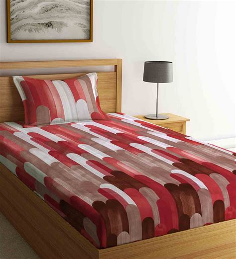 Buy Multicolor Abstract 300 Tc Cotton Blend Single Bed Sized Bed Sheets