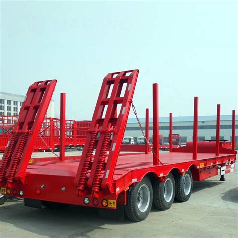 20FT 40FT 2 Axles 3axles Extendable Lowbed Lowboy Semi Truck Trailer