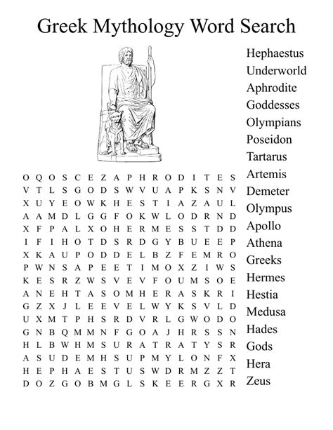 Greek Mythology Word Search Wordmint