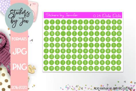 0.25 Date Dot Planner Stickers 016 Graphic by Stickers By Jennifer ...