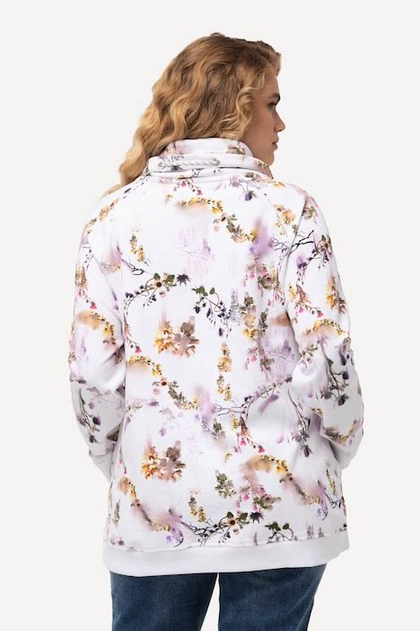 Sweat shirt imprimé floral Poches col montant et manches longues