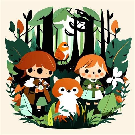 Premium Vector | Scene with kids and animals cartoon in the garden