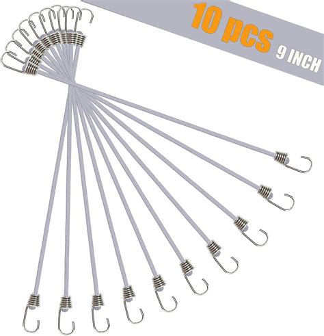 10 Pack Mini Bungee Cords With Hooks 9 Inch Rubber Stretchy Bungee