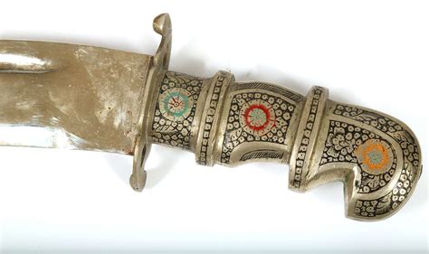 A Mid 20th Century Indo Persian Khanjar Dagger With Metal Stepped