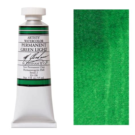 Departments M Graham Artists Watercolor 15ml Permanent Green Light