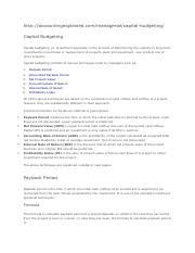 Note Capital Budgeting Pdf Accountingexplained Managerial