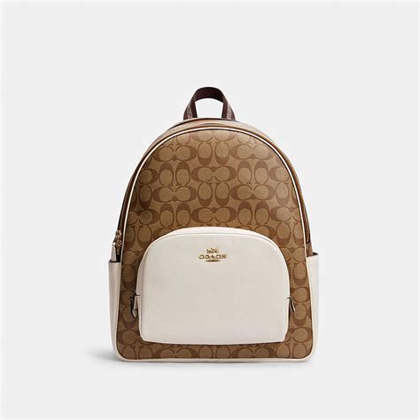 Large Court Backpack In Signature Canvas Coach Outlet Backpacks Coach Purses Funky Purses