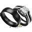 Hers His 4pc Black Stainless Steel Wedding Engagement Ring Classic