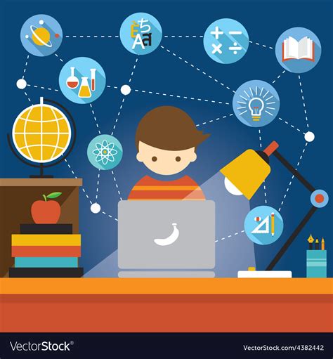 Student With Laptop Computer Education Icons Vector Image