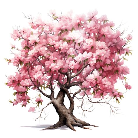 Hermoso Rbol De Cerezas En Flor Acuarela Ilustraci N De Clipart Foto