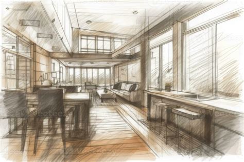 Modern Architecture Interior Sketch