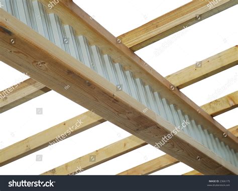 Roof Frame Composite Timbersteel Ibeam Rafters Stock Photo 2366175