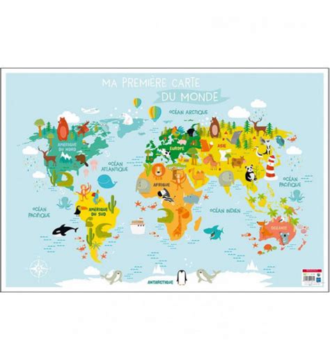 BOUCHUT Poster Ma première carte du Monde 52 x 76 cm Tout Le Scolaire