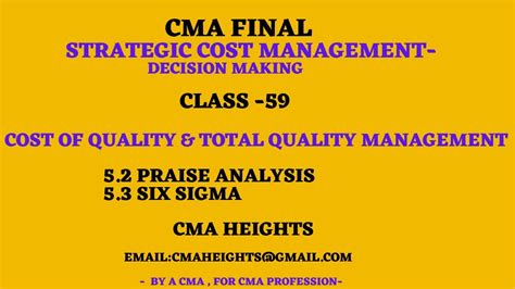 Cma Final Strategic Cost Management Decision Making Cost Of Quality