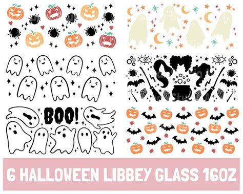 9 Halloween Can Glass Wrap SVG Halloween Libbey Svg Spooky Svg Ghost