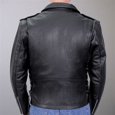 Big Mens Classic Motorcycle Leather Jacket