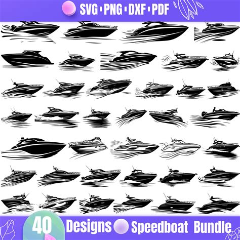 High Quality Speedboat Svg Bundle Speedboat Dxf Speedboat Png