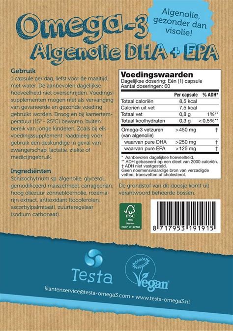 Testa Omega 3 Algenolie Hoogste Concentratie Vegan Omega 3 DHA EPA