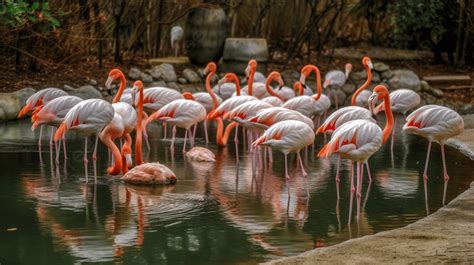 Fundo Flamingos No Zoológico De Higashiyama Fotos Vetores de Fundo de