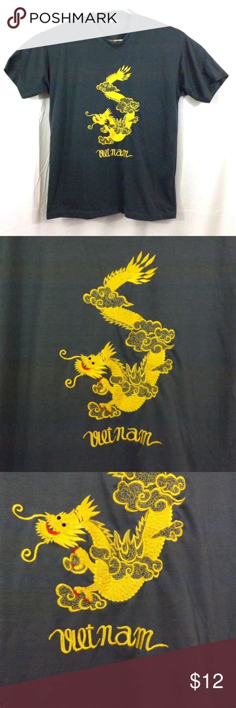 Saigon Vietnam Embroidered Dragon T Shirt Souvenir Embroidered Tshirt