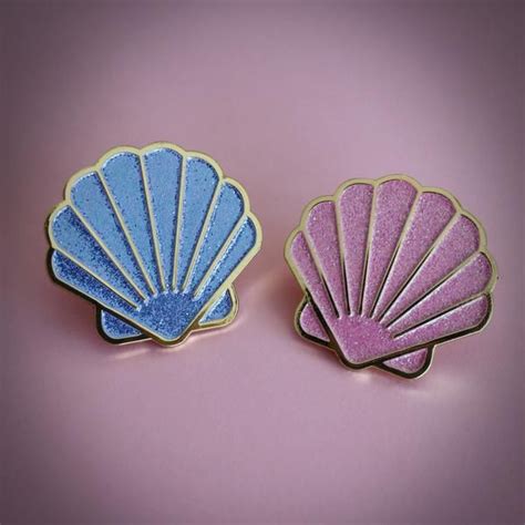 Mermaid Seashell Enamel Pin Enamel Pins Mermaid Pin Enamel